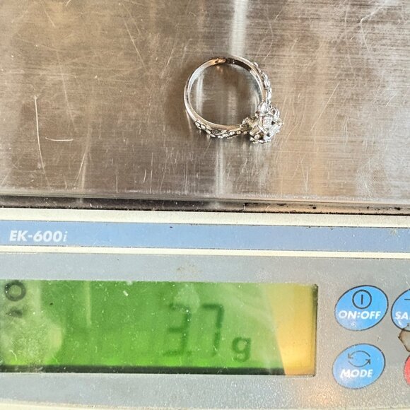 VTG Sterling Silver 925 Cubic Zirconia Fancy Border Prong Set Ring Size 8.25 - Picture 14 of 14